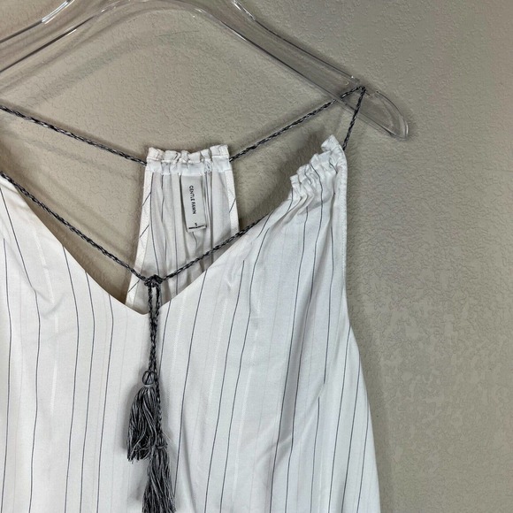 Gentle Fawn Womens T Back Tank Top Size Small White/Black Striped Tasseled Boho - Picture 3 of 13